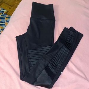 Alo high waisted faux leather and mesh leggings. Size Small